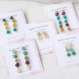 Raw Birthstones Earrings, Gold Plated Multi Gemstone Dangle Earrings, Healing Crystal Chips Earrings, Unique Jewelry BT012