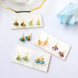 Gold Plated Hexagon Gemstone Faceted Stud Earrings, s925 Silver Post, Crystal Point Birthstone Jewelry Earrings Studs BT001