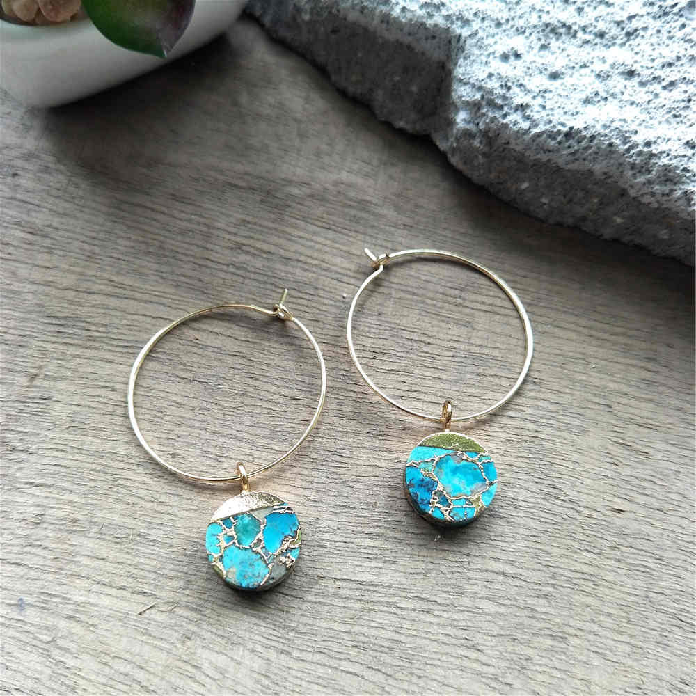 Round Hoop Tiffany Turquoise Earrings ED001-E