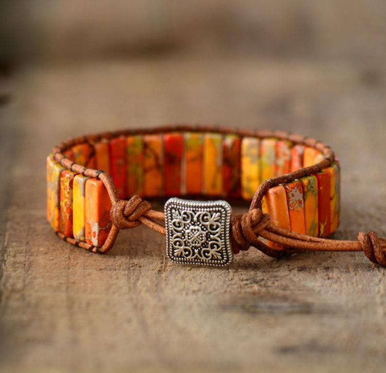 Leather wrap bracelet Yoga Bracelet gift Energy Bracelet Balance Meditation Protection bracelet boho bracelet leather bracelet gemstone bracelet