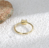 Wholesale Gold Plated Brass Four-Claw Oval White Opal Ring AL585