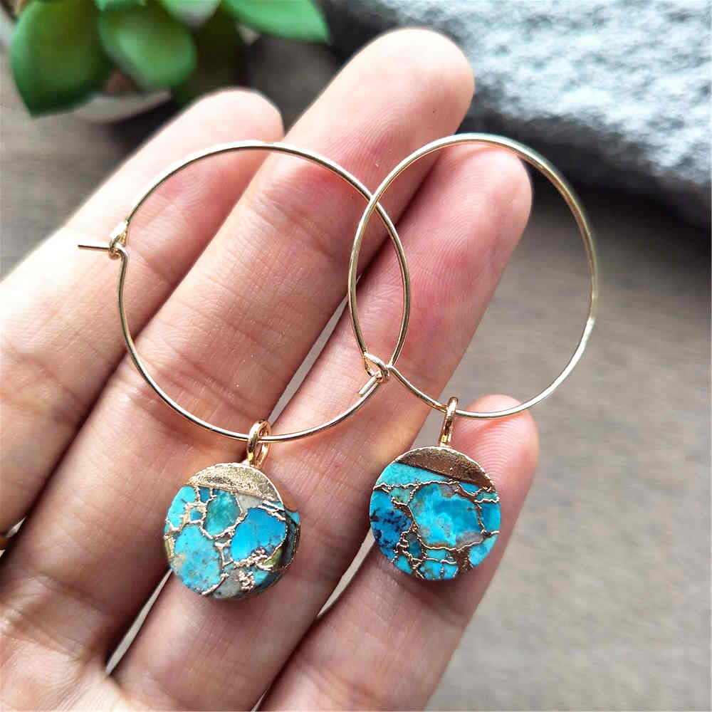 Round Hoop Tiffany Turquoise Earrings ED001-E