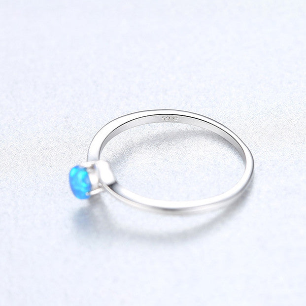 S925 Sterling Silver Opal Ring, Round Opal, Gemstone Jewelry AL557