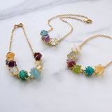 Gold Plated Claw Raw Birthstone Bracelet, Healing Crystal Stone Necklace, Natural Gemstone Jewelry BT014