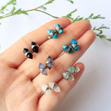 s925 Sterling Silver Hexagon Natural Gemstone Faceted Stud Earrings, Crystal Point Birthstone Jewelry Earrings Studs BT002