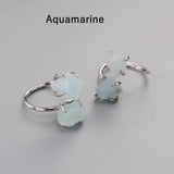 Silver Plated Claw Raw Double Gemstone Adjustable Ring, Healing Crystal Ring Jewelry ZS0447
