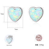 925 Sterling Silver Opal Stone Heart Studs Earrings, Fashion Jewelry AL553