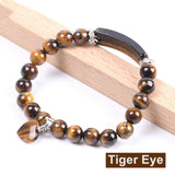 Amethyst Labradorite Gemstone Beads Love Pendant Bracelet AL115