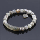 Amethyst Labradorite Gemstone Beads Love Pendant Bracelet AL115