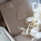 s925 Sterling Silver Plated 14K Gold Zircon Bar Pendant Necklace Geometric CZ Pave Simple Fashion Necklace AL479