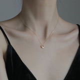 925 Sterling Silver Plated Gold Round Pendant Necklace, Simple Fashion Circle Necklace AL480