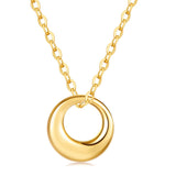 925 Sterling Silver Plated Gold Round Pendant Necklace, Simple Fashion Circle Necklace AL480
