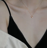 925 Sterling Silver Plated Gold Round Pendant Necklace, Simple Fashion Circle Necklace AL480