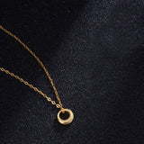 925 Sterling Silver Plated Gold Round Pendant Necklace, Simple Fashion Circle Necklace AL480