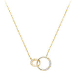 925 Sterling Silver Plated 14K Gold Zircon Eternity Circle Necklace, Infinity Necklace, Double Ring Interlocking Circle Necklace, Anniversary Gift For Women AL482