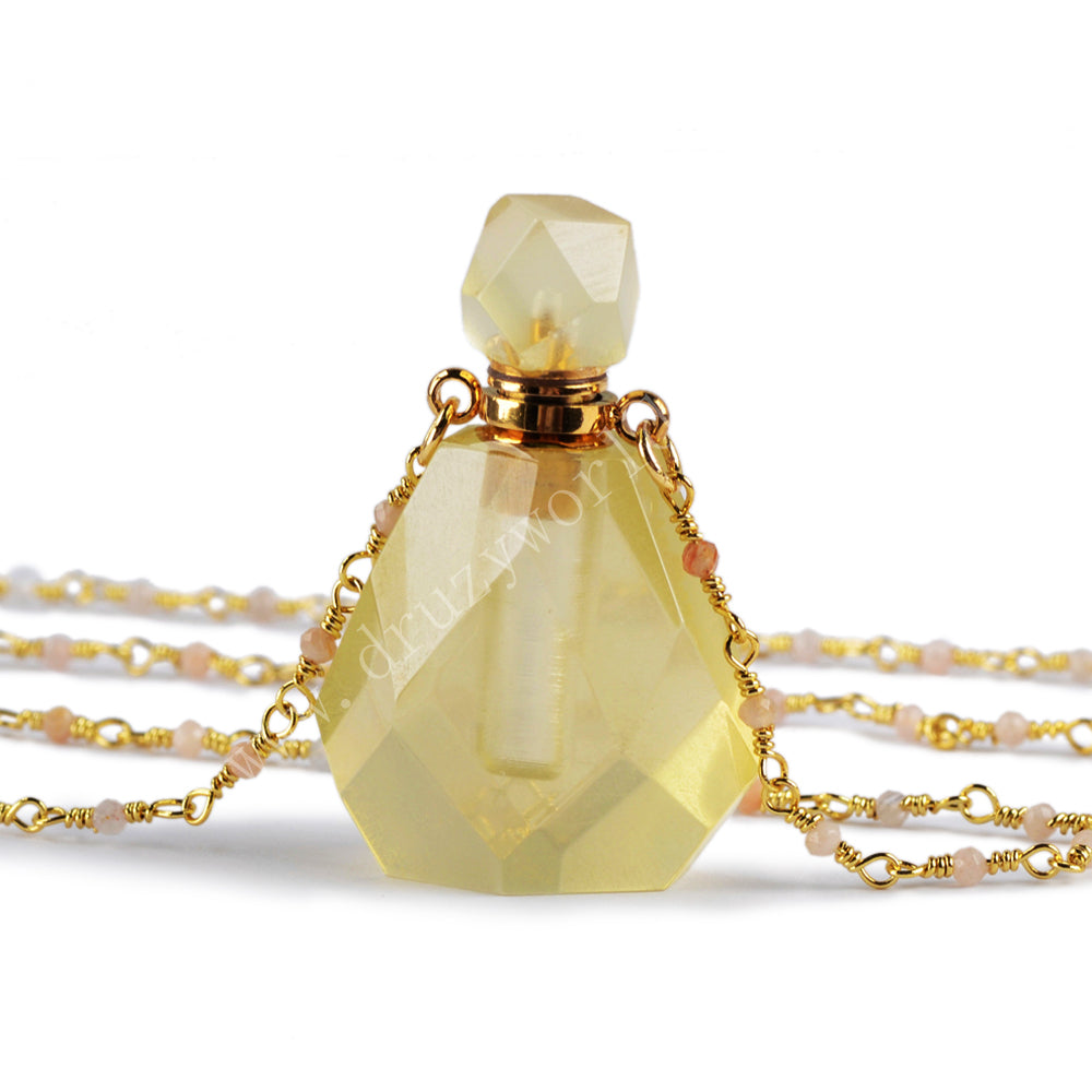 Gemstone Citrine Perfume Bottle Gift Semi Precious Stone Arts
