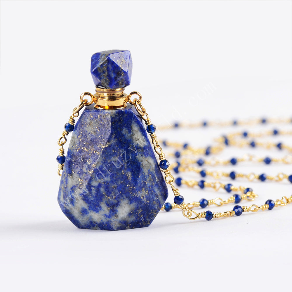 lapis lazuli oil bottle necklace