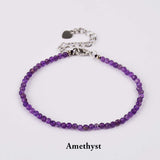 Silver Natural Healing Crystal Stone Beads Bracelet, 3mm Small Beads, Handmade Jewelry HD0315-S