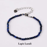 Silver Natural Healing Crystal Stone Beads Bracelet, 3mm Small Beads, Handmade Jewelry HD0315-S