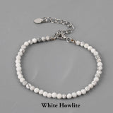 Silver Natural Healing Crystal Stone Beads Bracelet, 3mm Small Beads, Handmade Jewelry HD0315-S