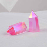 Angel Aura Quartz Obelisk Titanium Rainbow Crystal Point Home Decor, Healing Crystal Jewelry Desktop Ornament
