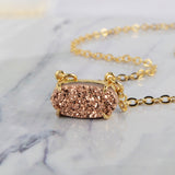 Hexagon Natural Agate Titanium Druzy Necklace Women Jewelry Gold Plated ZG0136-N