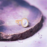 Gold Wire Wrap Moonstone Ring, Adjustable, Healing Gemstone Ring, Handmade Jewelry HUS228