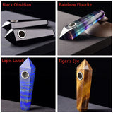 Long Natural Gemstone Pipes Point Wand Shape Faceted Healing Crystal Smoking Pipe Tobacco Pipe Crystal Stone Pipe Labradorite Fluorite Jewelry AL451