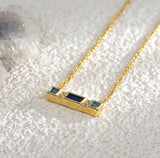 Wholesale 18" Rectangle Gold Plated Blue Zircon Micro Pave Necklace, CZ Necklace AL580