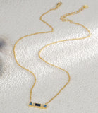 Wholesale 18" Rectangle Gold Plated Blue Zircon Micro Pave Necklace, CZ Necklace AL580