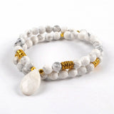 Teardrop White Turquoise With 6mm White Turquoise Beads Faceted Bracelet G1841