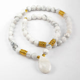 Teardrop White Turquoise With 6mm White Turquoise Beads Faceted Bracelet G1841