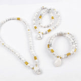 Teardrop White Turquoise With 6mm White Turquoise Beads Faceted Bracelet G1841