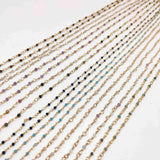 Gold Plated Brass Natural Gemstone Bead Chain Necklace 3mm Faceted Beads Amethyst Labradorite Fluorite Crystal Stone Rosary Chain Bottle Necklaces For Jewelry Making JT245-N