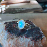 Gold Wire Wrap Moonstone Ring, Adjustable, Healing Gemstone Ring, Handmade Jewelry HUS228