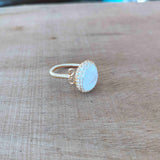 Gold Wire Wrap Moonstone Ring, Adjustable, Healing Gemstone Ring, Handmade Jewelry HUS228