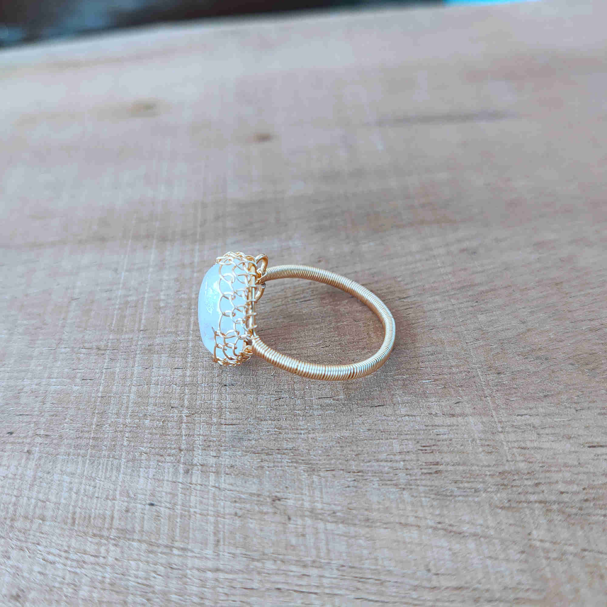 Gold Wire Wrap Moonstone Ring, Adjustable, Healing Gemstone Ring, Handmade Jewelry HUS228 mother's ring, mother's day gift, gift for her, for women