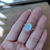 Gold Wire Wrap Moonstone Ring, Adjustable, Healing Gemstone Ring, Handmade Jewelry HUS228