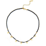 Stainless Steel Tiny Natural Stone Bead 14K Gold Necklace AL274