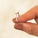 925 Sterling Silver Pray Through It Cross & Heart Adjustable Ring, CZ Micro Pave Silver Open Ring AL493