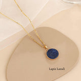 20“ Gold Round Gemstone Boho Necklace AL436
