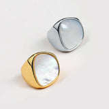 White Shell Gold Open Band Ring AL270