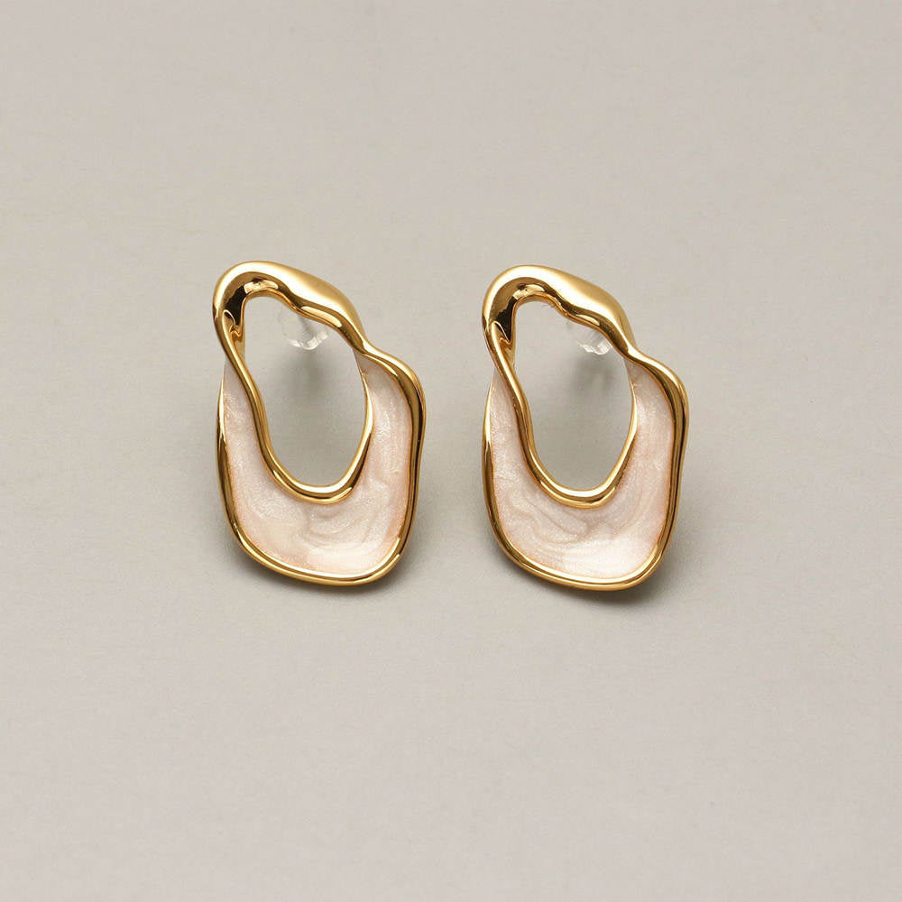 Irregular 925 Silver Needle Drip Glazed Ear Stud AL177