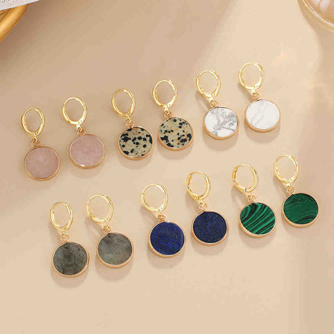 Round Natural Stone Hoop Earrings AL437