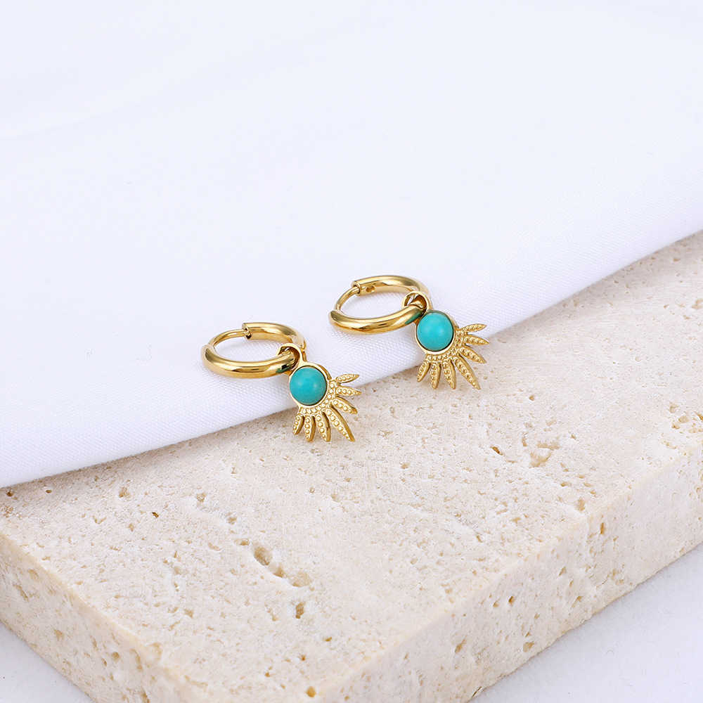 Stainless Steel Turquoise Earrings in Gold Plated AL417