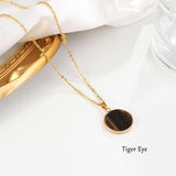 20“ Gold Round Gemstone Boho Necklace AL436