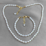 Natural Freshwater Pearl Choker Necklace Bracelet Set AL342