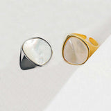 White Shell Gold Open Band Ring AL270