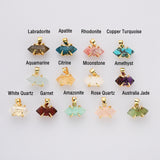 Tiny Hexagon Point Gold Plated Claw Rainbow Gemstone Pendant, Crystal Stone Terminated Point Pendant ZG0480