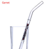 Natural Gemstone Drinking Straw Glass Straw Amethyst Rose Quartz Crystal Straw Healing Crystals Jewelry Eco Friendly Reusable Straws AL453